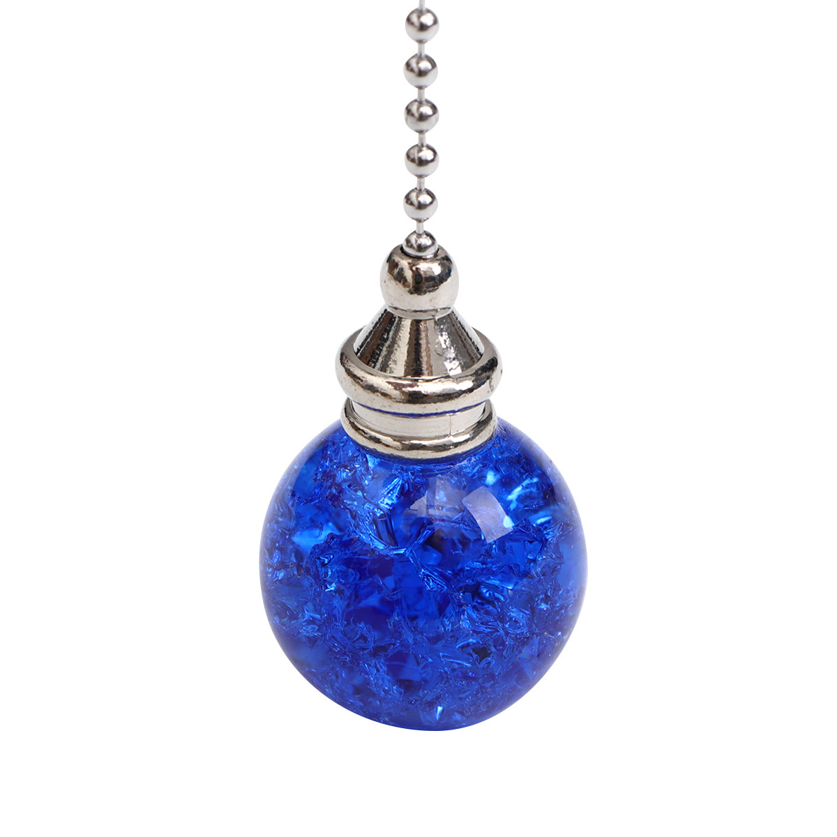 Decor Lighting Ceiling Fans - Gebreukvormige blauwe kristallen bol met trekkoord,
