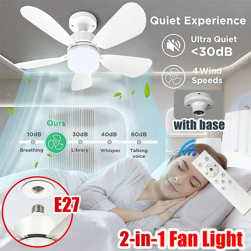 Decor Lighting Ceiling Fans - E27 Schroef Plafondventilator Licht met Afstandsbediening