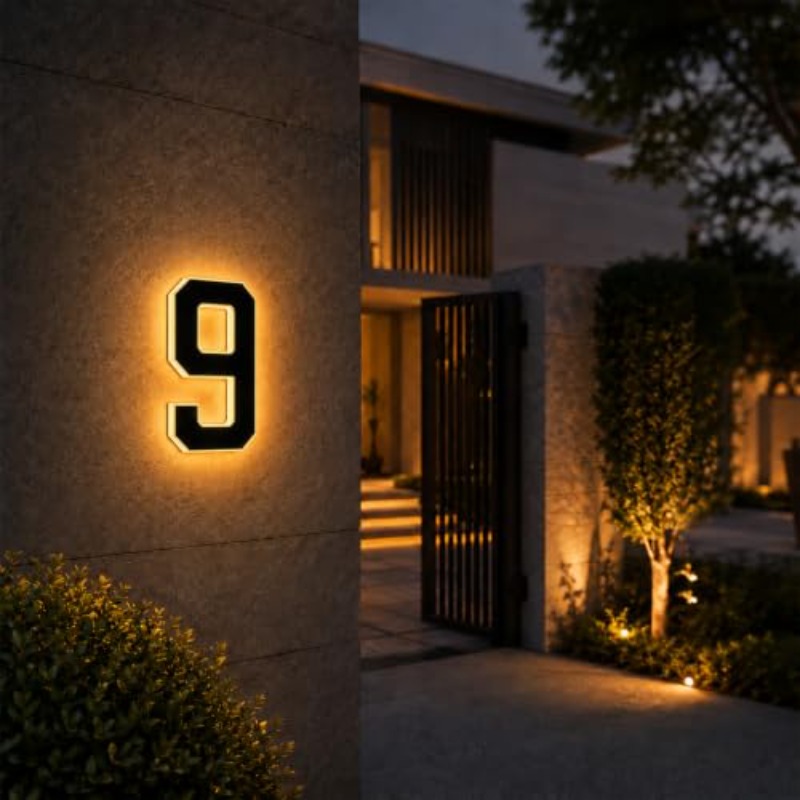 Decor Lighting Address - Op zonne-energie werkende LED-huisnummerlamp Waterdicht adresdeurplaat
