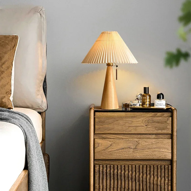 Decor Lighting Table Lamps - Retro geplooide tafellamp Scandinavische massief houten