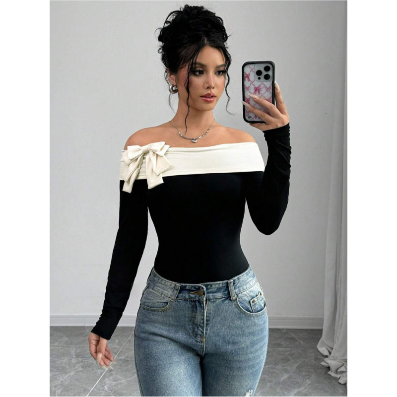 Elegant Decor & Lighting Llc - Off-shoulder bodysuit met strikdecoratie | Casual