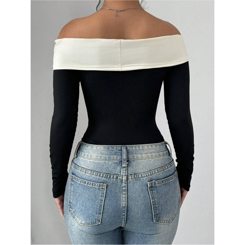 Off-shoulder bodysuit met stri - Elegant Decor & Lighting Llc recensie en prijs